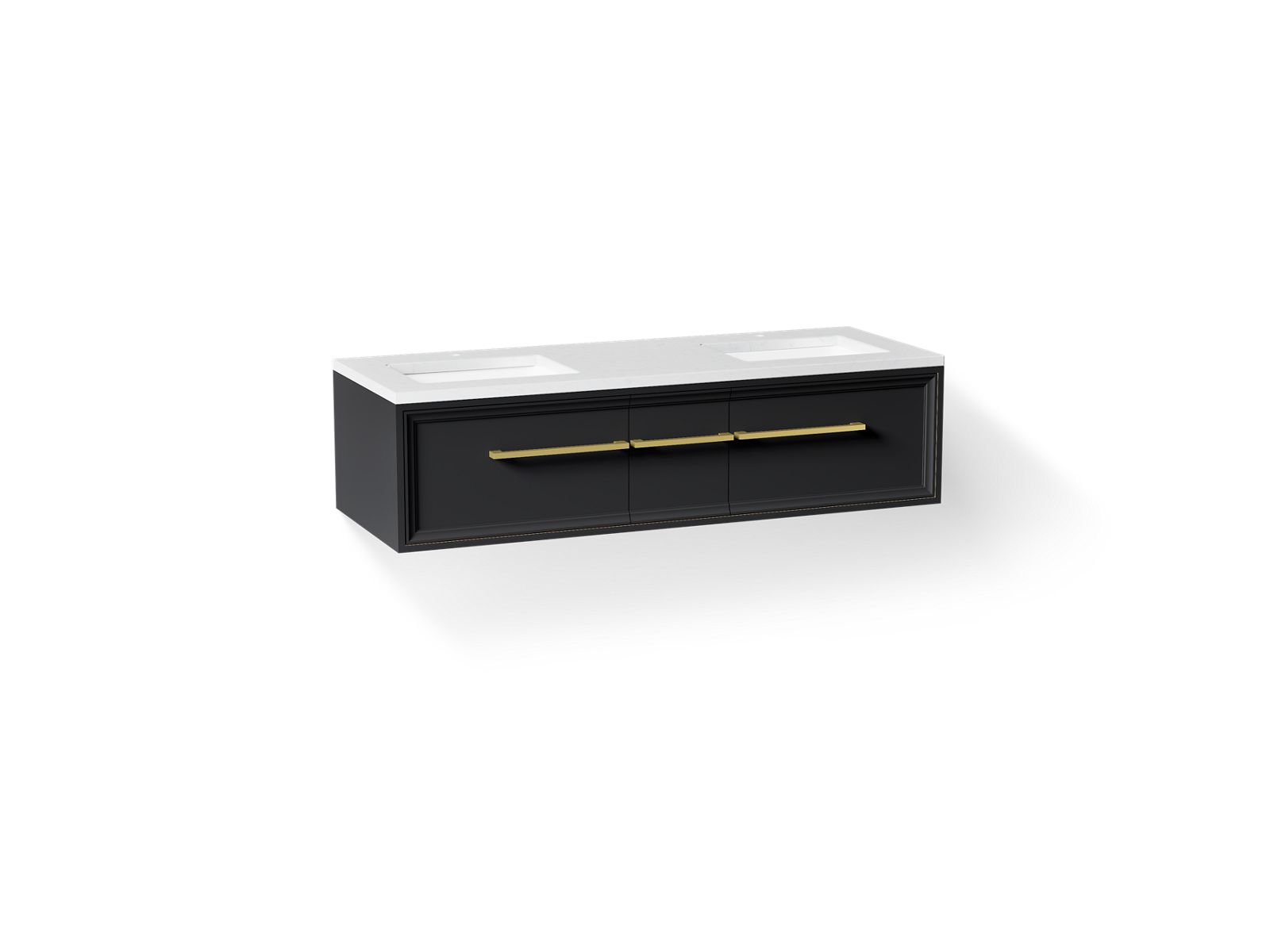 KOHLER K-CM33567-BD23-XTB Lodern 60" Wall-Hung Bathroom Vanity Cabinet With Sinks And Quartz Top - Slate Grey