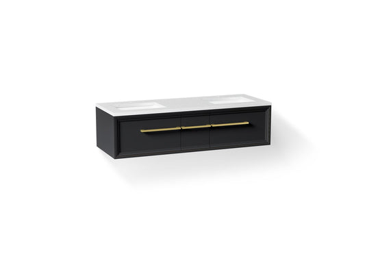 KOHLER K-CM33567-BD23-XTB Lodern 60" wall-hung bathroom vanity cabinet with sinks and quartz top - Slate Grey