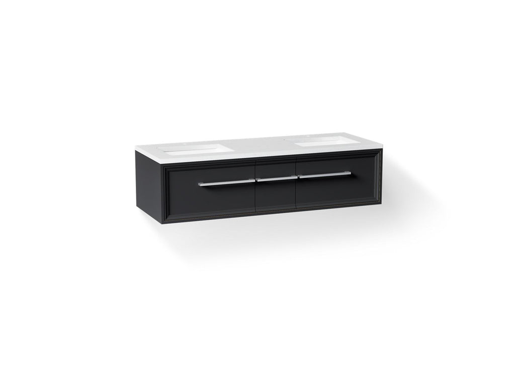 KOHLER K-CM33567-BD23-XTC Lodern 60" Wall-Hung Bathroom Vanity Cabinet With Sinks And Quartz Top - Slate Grey