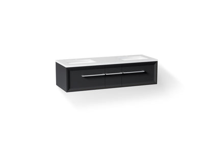 KOHLER K-CM33567-BD23-XTC Lodern 60" wall-hung bathroom vanity cabinet with sinks and quartz top - Slate Grey