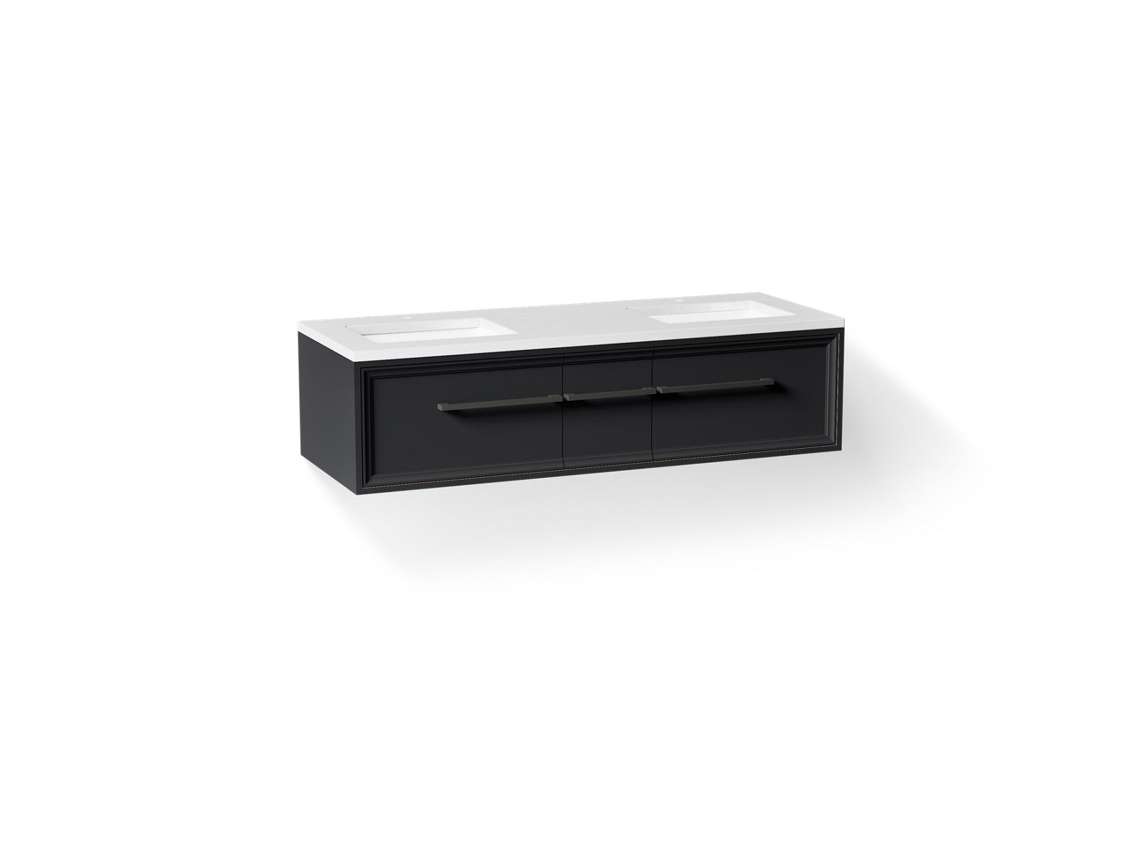 KOHLER K-CM33567-BD23-XTL Lodern 60" Wall-Hung Bathroom Vanity Cabinet With Sinks And Quartz Top - Slate Grey