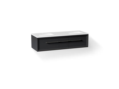 KOHLER K-CM33567-BD23-XTL Lodern 60" wall-hung bathroom vanity cabinet with sinks and quartz top - Slate Grey