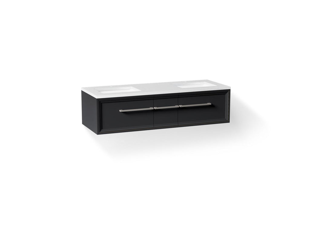 KOHLER K-CM33567-BD23-XTN Lodern 60" Wall-Hung Bathroom Vanity Cabinet With Sinks And Quartz Top - Slate Grey