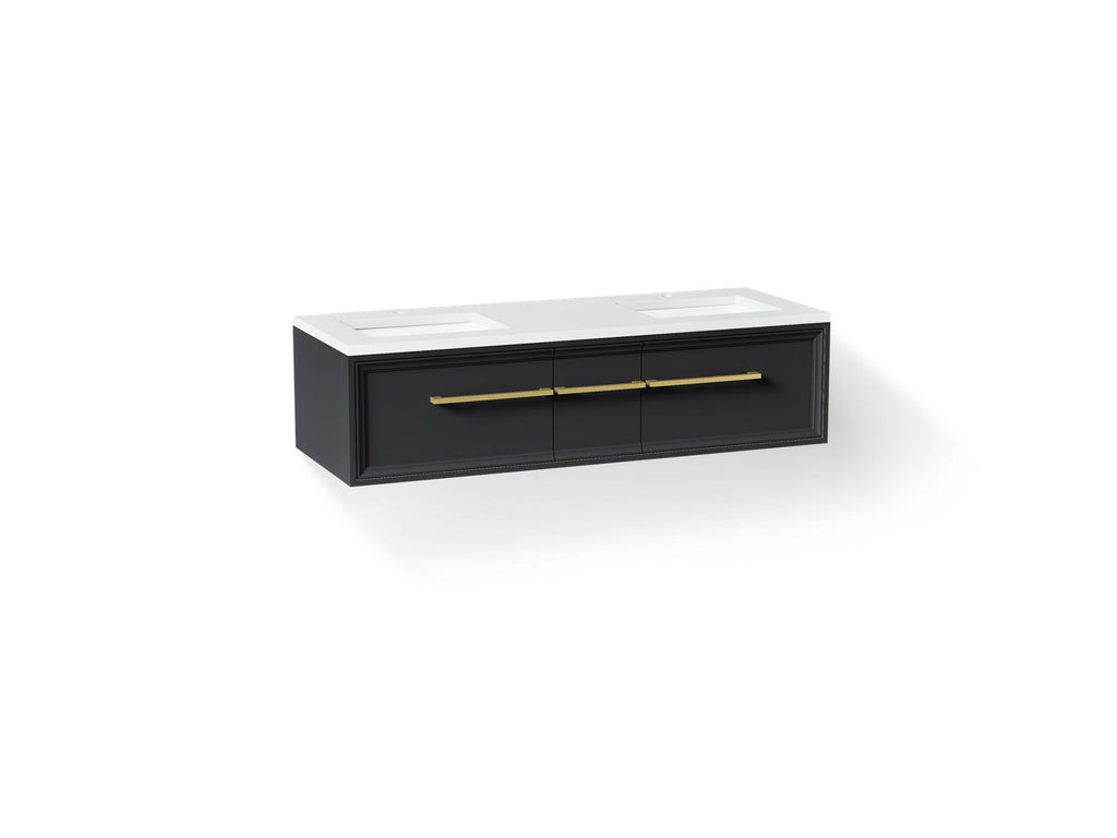 KOHLER K-CM33567-BD23-XWB Lodern 60" Wall-Hung Bathroom Vanity Cabinet With Sinks And Quartz Top - Slate Grey