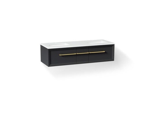 KOHLER K-CM33567-BD23-XWB Lodern 60" wall-hung bathroom vanity cabinet with sinks and quartz top - Slate Grey