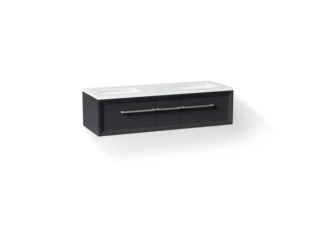 KOHLER K-CM33567-BD23-XWN Lodern 60" Wall-Hung Bathroom Vanity Cabinet With Sinks And Quartz Top - Slate Grey