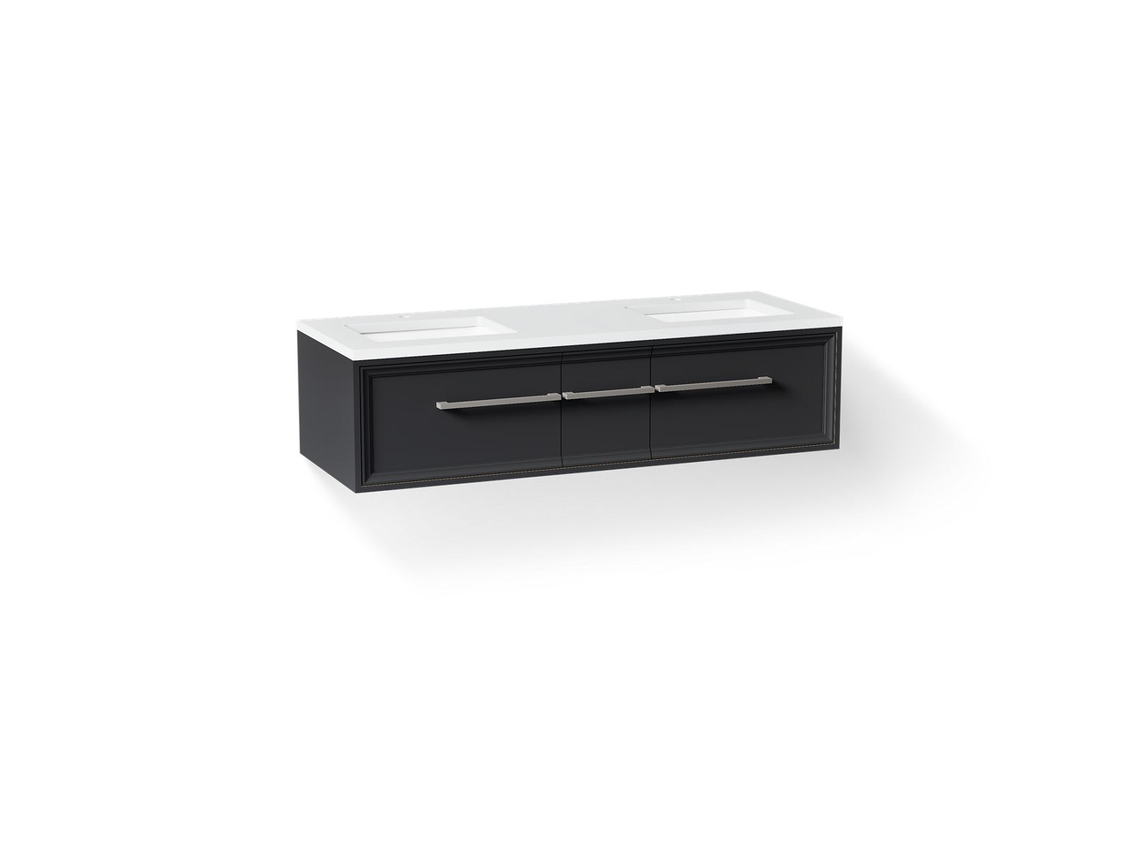 KOHLER K-CM33567-BD23-XWN Lodern 60" Wall-Hung Bathroom Vanity Cabinet With Sinks And Quartz Top - Slate Grey