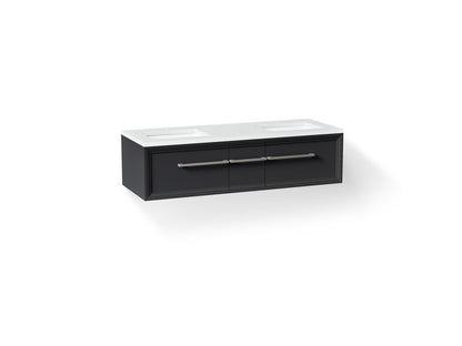 KOHLER K-CM33567-BD23-XWN Lodern 60" wall-hung bathroom vanity cabinet with sinks and quartz top - Slate Grey
