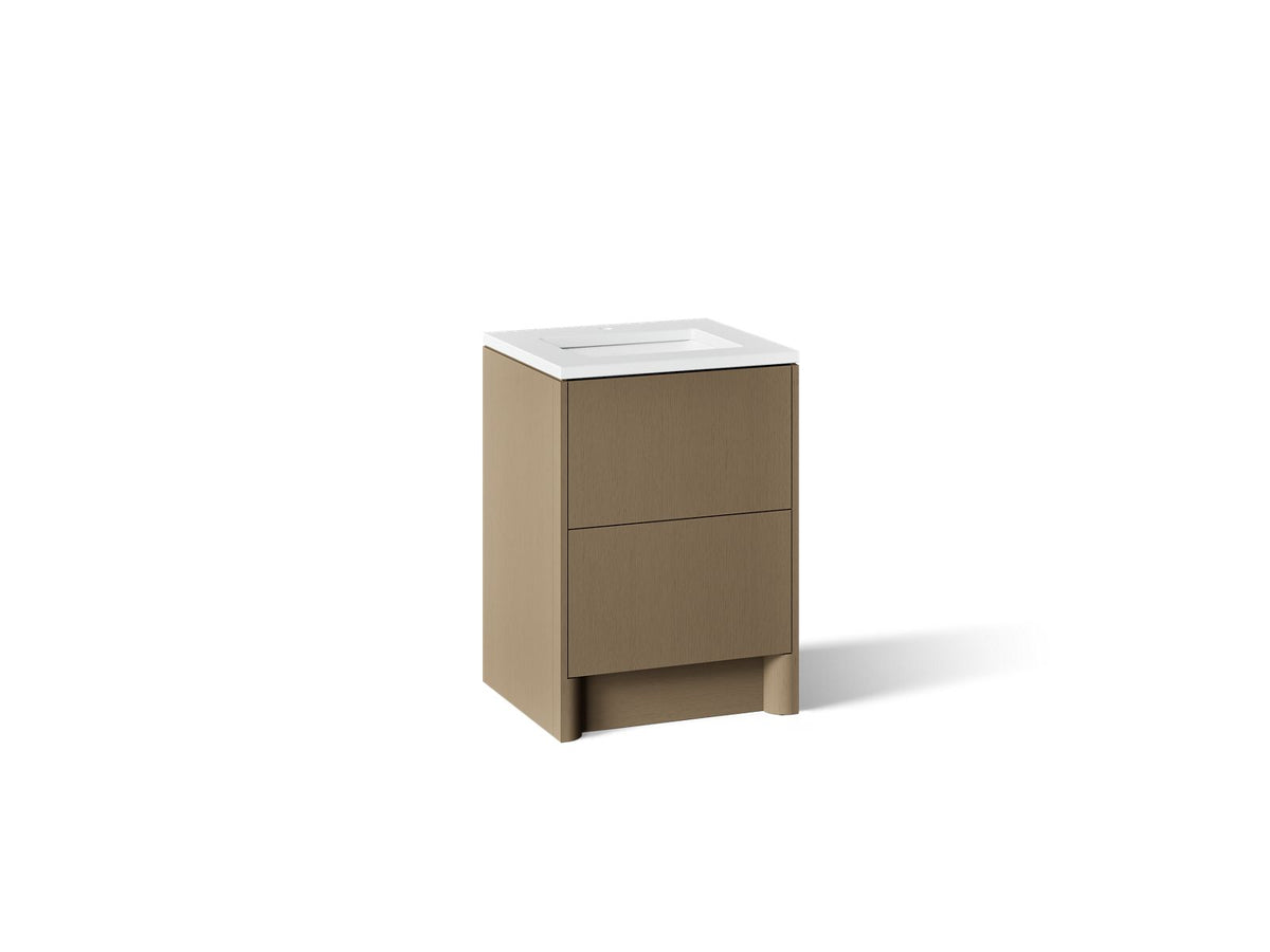 KOHLER K-CM39265-BD1-PMW Statement 24" bathroom vanity set with sink and quartz top - Pale Oak
