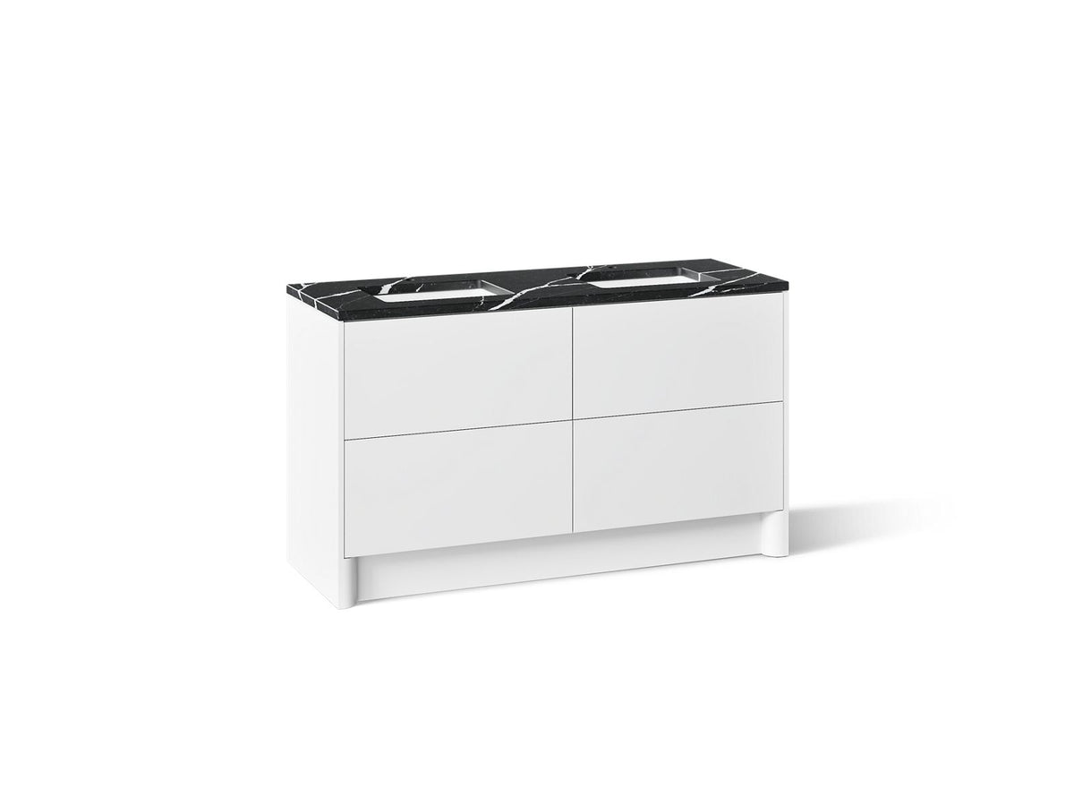 KOHLER K-CM39269-BD1-0EM Statement 60" bathroom vanity set with sinks and quartz top - White