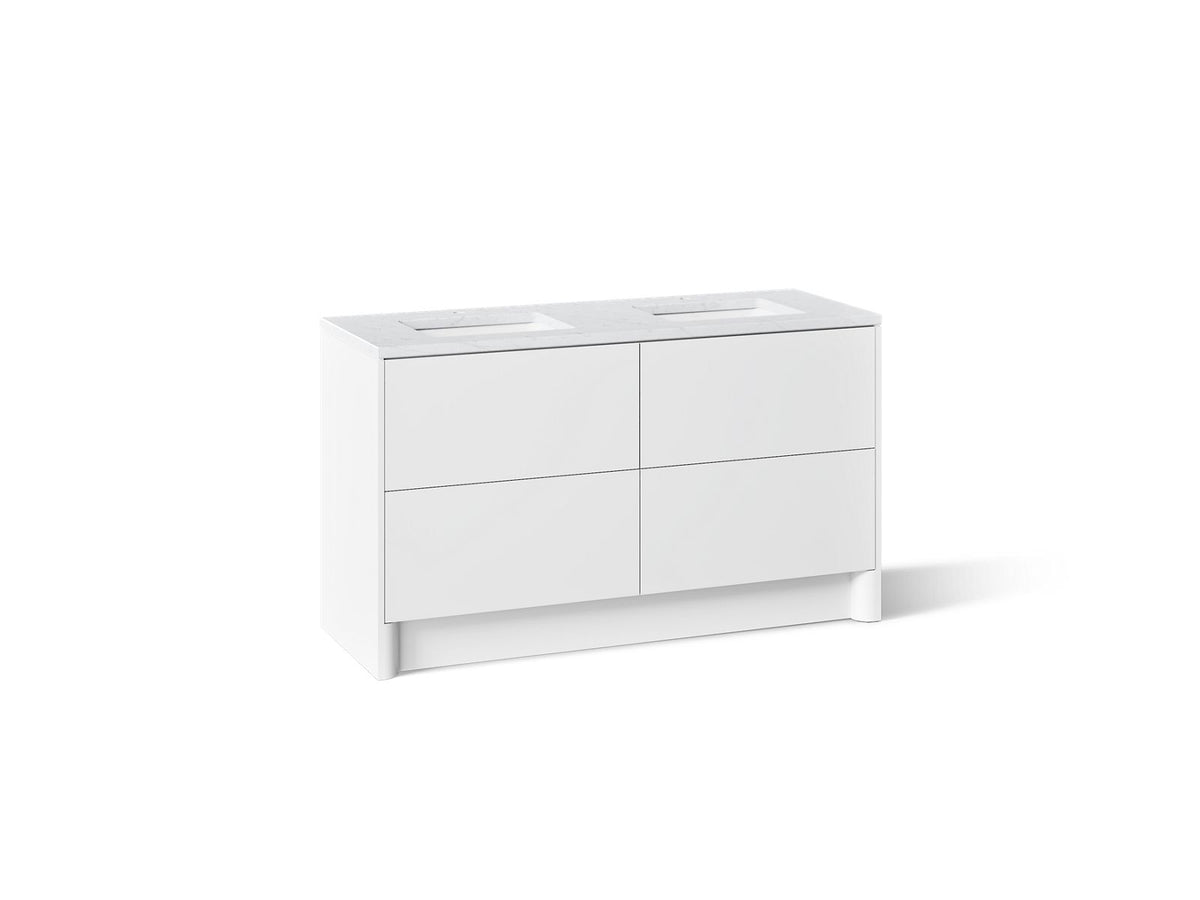 KOHLER K-CM39269-BD1-0ST Statement 60" bathroom vanity set with sinks and quartz top - White