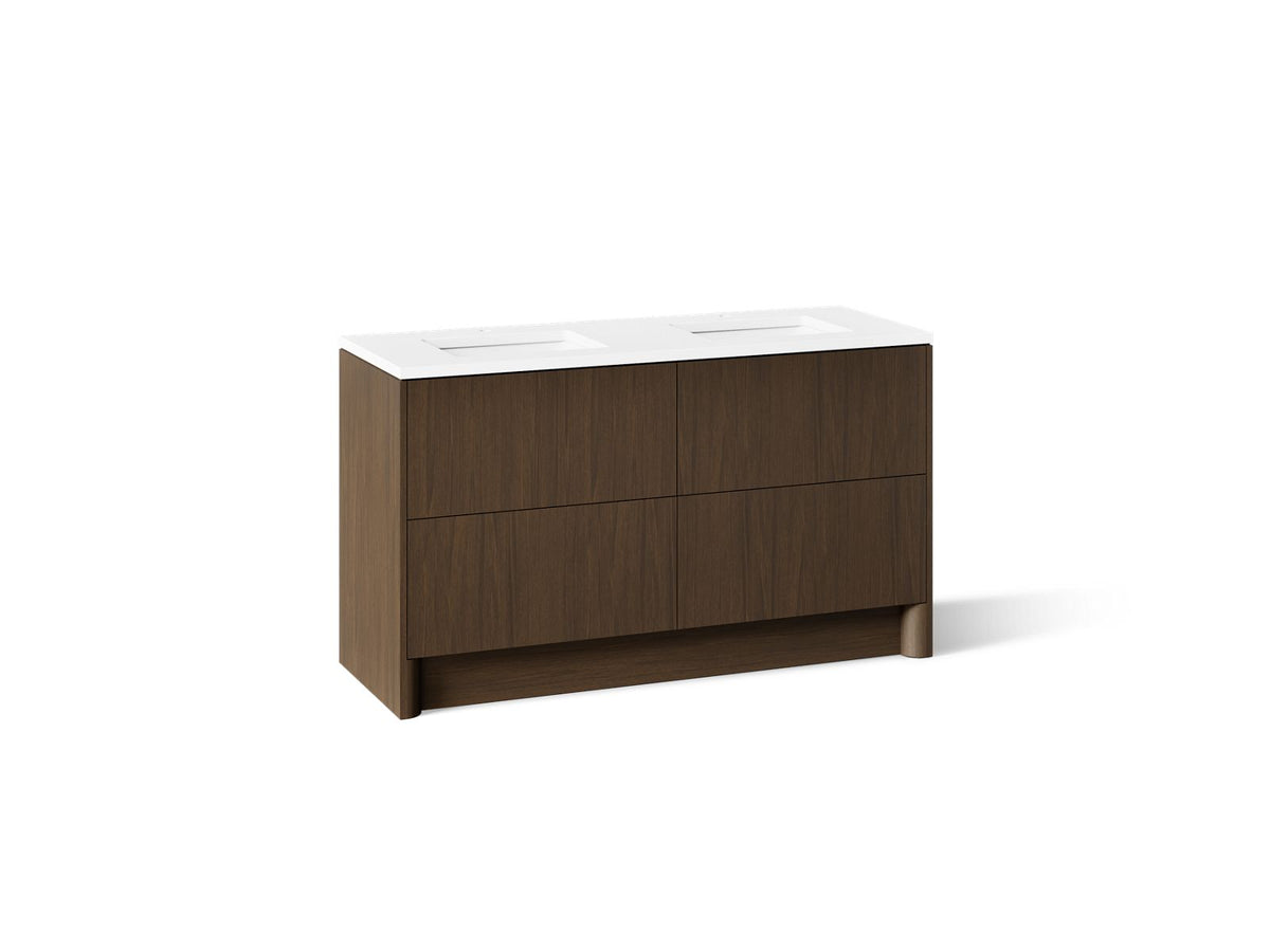 KOHLER K-CM39269-BD1-AMW Statement 60" bathroom vanity set with sinks and quartz top - Draper Oak