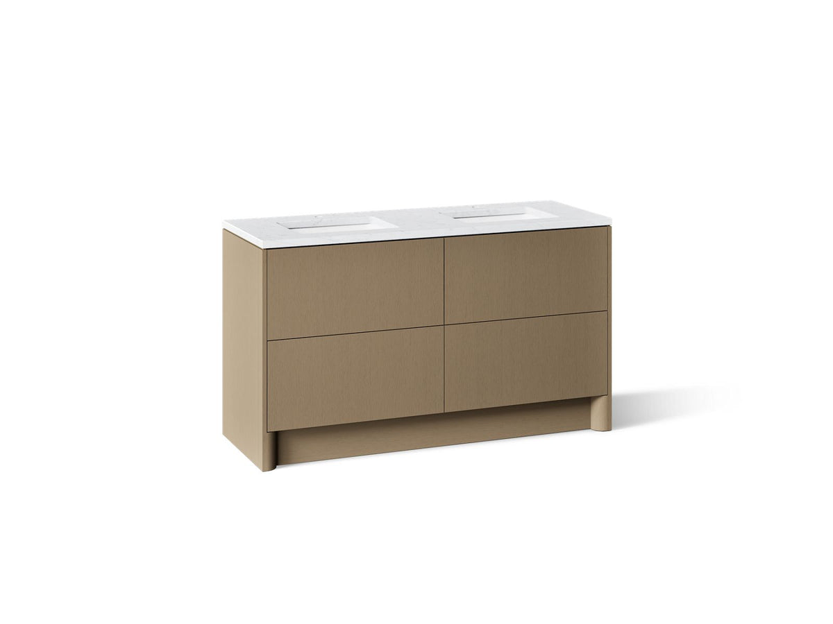 KOHLER K-CM39269-BD1-PST Statement 60" bathroom vanity set with sinks and quartz top - Pale Oak
