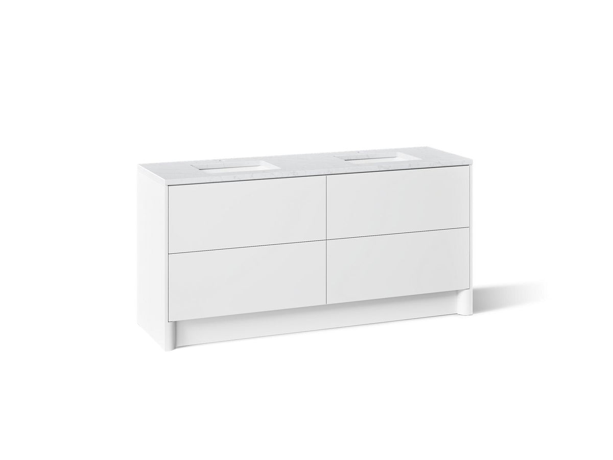 KOHLER K-CM39270-BD1-0ST Statement 72" bathroom vanity set with sinks and quartz top - White