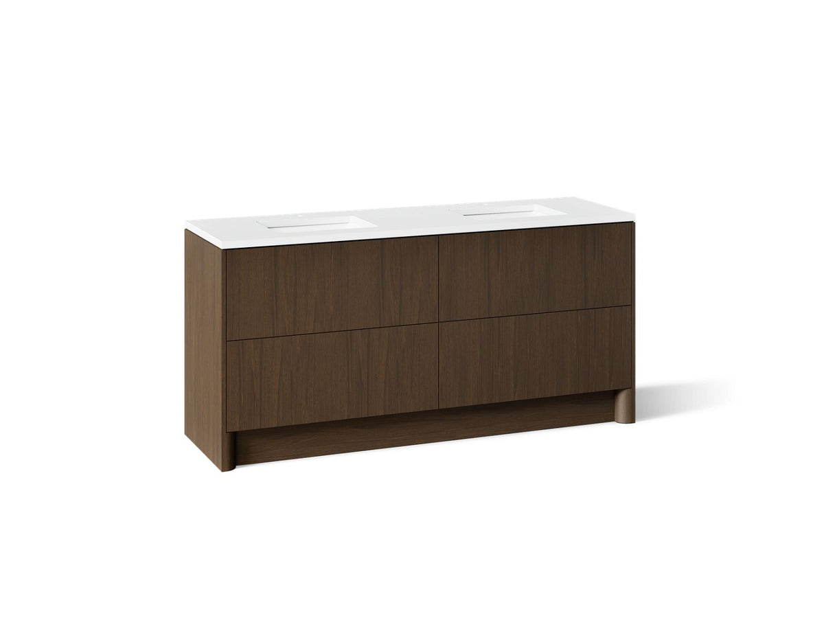 KOHLER K-CM39270-BD1-AMW Statement 72" bathroom vanity set with sinks and quartz top - Draper Oak