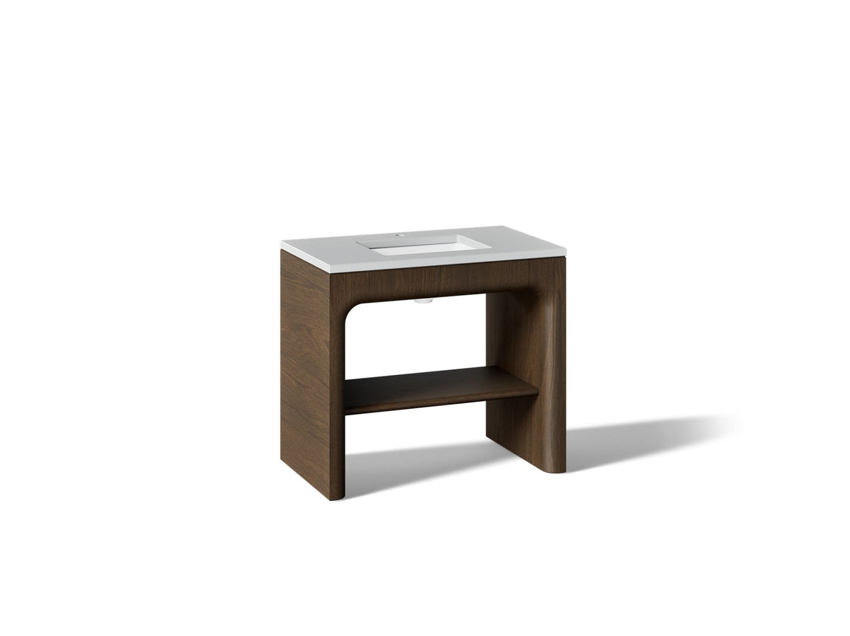 KOHLER K-CM39272-BD1-AMW Statement 36" console-style bathroom vanity set with sink and quartz top - Draper Oak