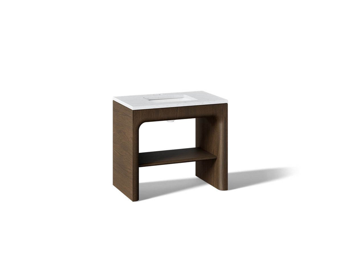 KOHLER K-CM39272-BD1-DST Statement 36" console-style bathroom vanity set with sink and quartz top - Draper Oak