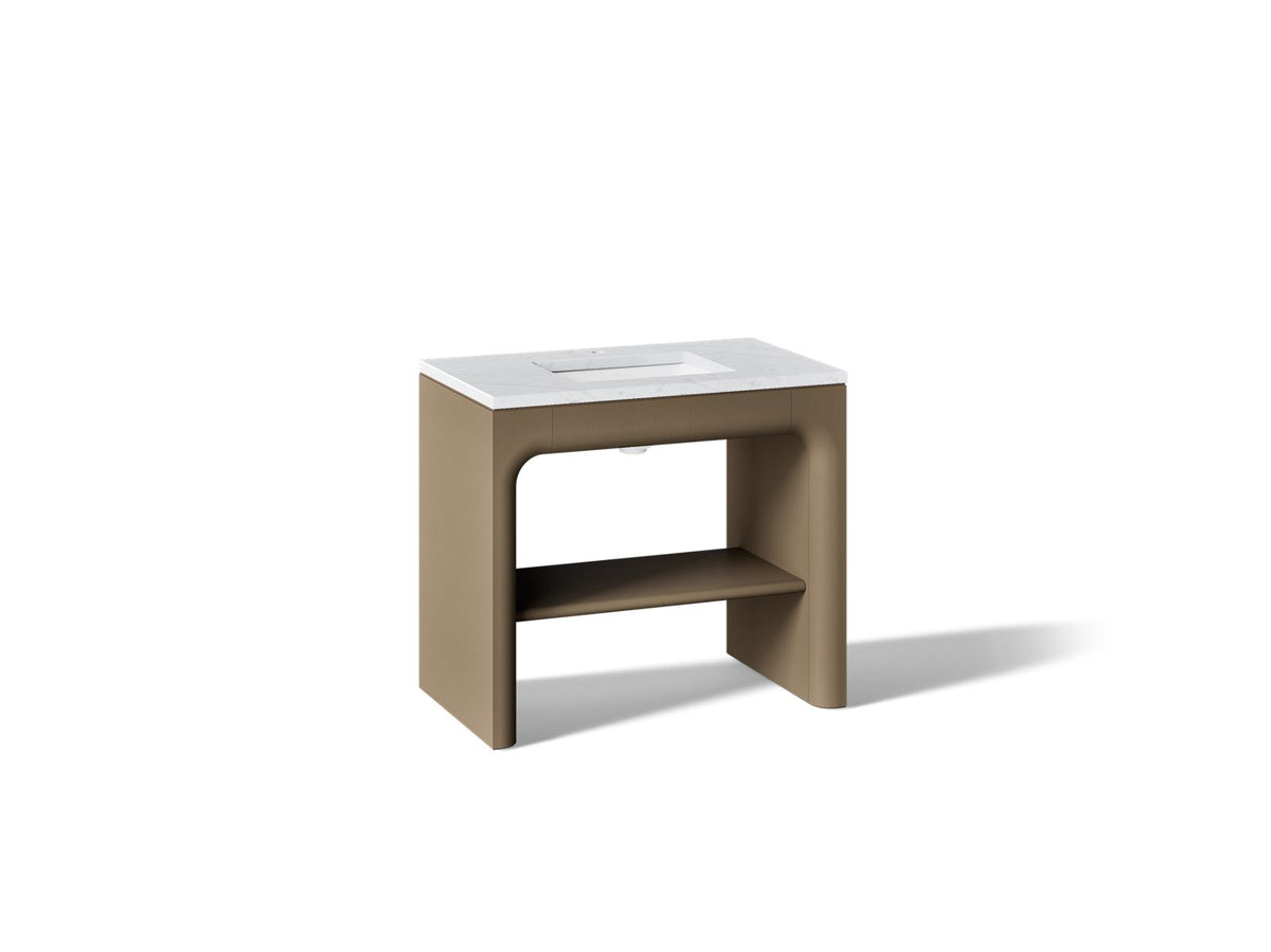 KOHLER K-CM39272-BD1-PST Statement 36" console-style bathroom vanity set with sink and quartz top - Pale Oak