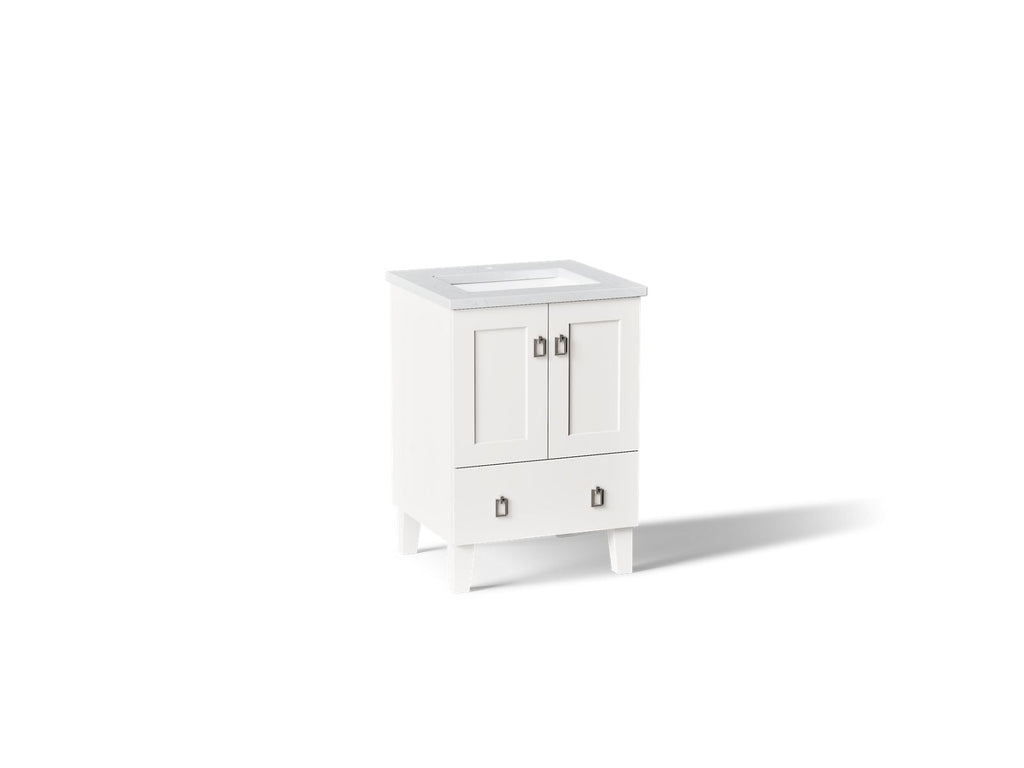 KOHLER K-CM99527-BD1-1WA Poplin 24" Bathroom Vanity Cabinet With Sink And Quartz Top - Linen White