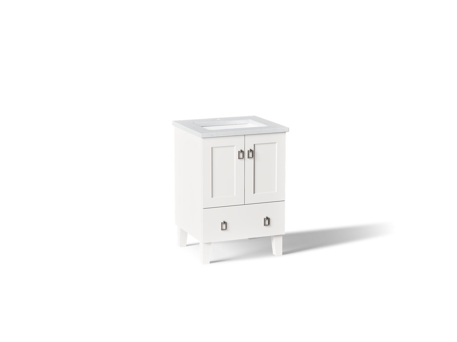 KOHLER K-CM99527-BD1-1WA Poplin 24" Bathroom Vanity Cabinet With Sink And Quartz Top - Linen White