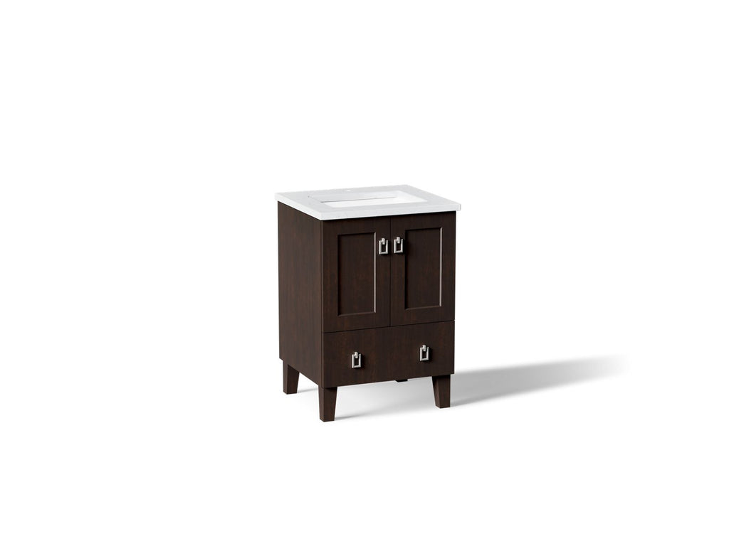 KOHLER K-CM99527-BD1-1WB Poplin 24" Bathroom Vanity Cabinet With Sink And Quartz Top - Claret Suede