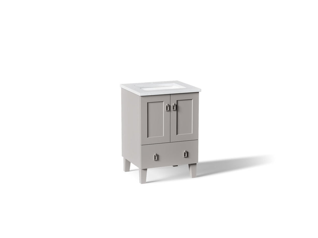 KOHLER K-CM99527-BD1-1WT Poplin 24" Bathroom Vanity Cabinet With Sink And Quartz Top - Mohair Grey