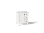 KOHLER K-CM99530-BD1-1WA Poplin 30" Bathroom Vanity Cabinet With Sink And Quartz Top - Linen White