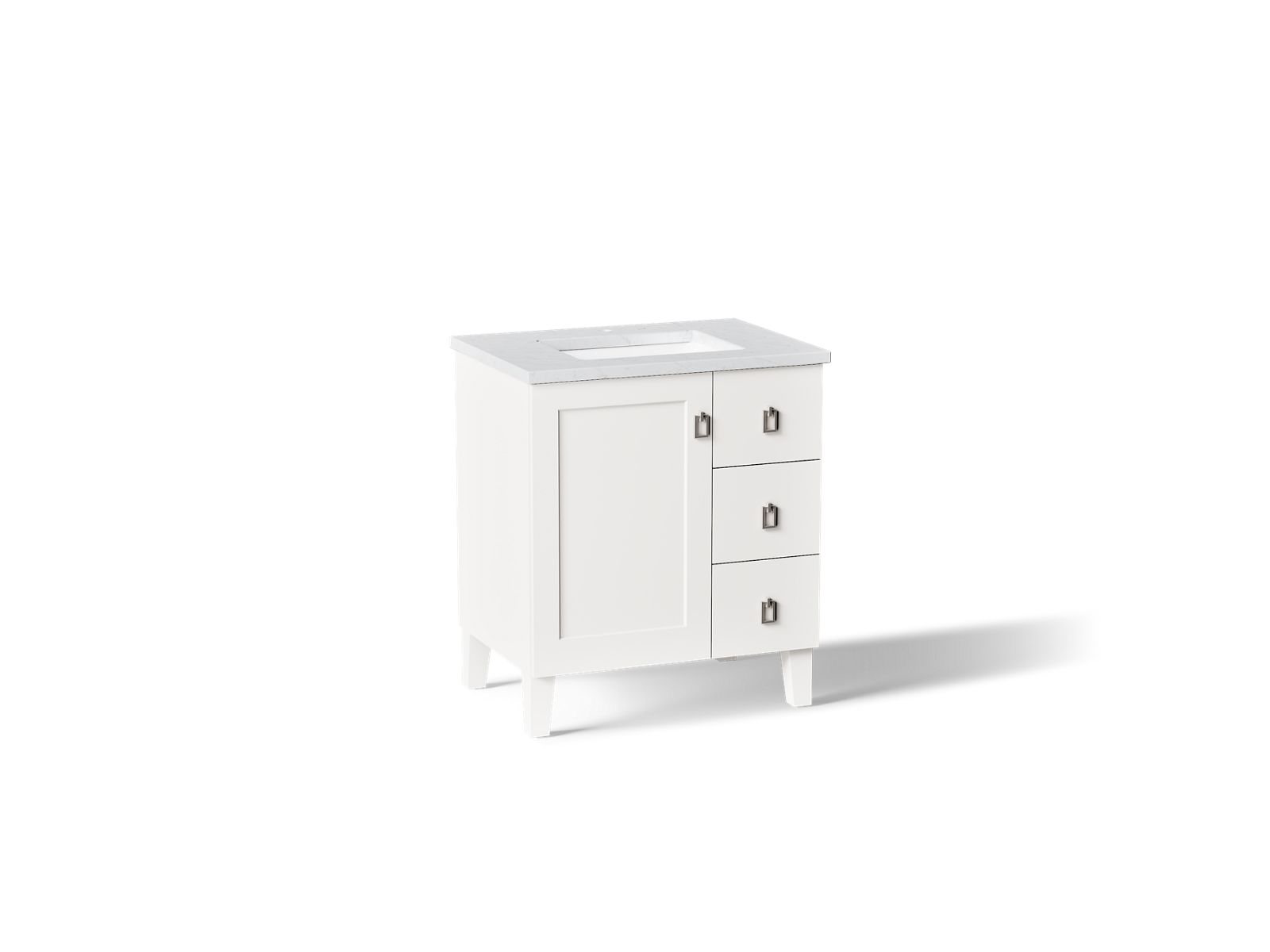 KOHLER K-CM99530-BD1-1WA Poplin 30" Bathroom Vanity Cabinet With Sink And Quartz Top - Linen White