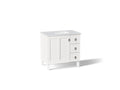 KOHLER K-CM99533-BD1-1WA Poplin 36" Bathroom Vanity Cabinet With Sink And Quartz Top - Linen White
