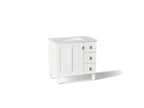 KOHLER K-CM99533-BD1-1WA Poplin 36" Bathroom Vanity Cabinet With Sink And Quartz Top - Linen White