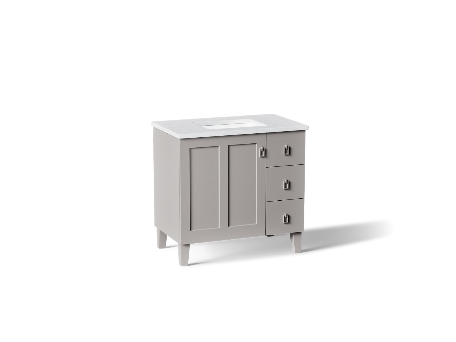 KOHLER K-CM99533-BD1-1WT Poplin 36" Bathroom Vanity Cabinet With Sink And Quartz Top - Mohair Grey