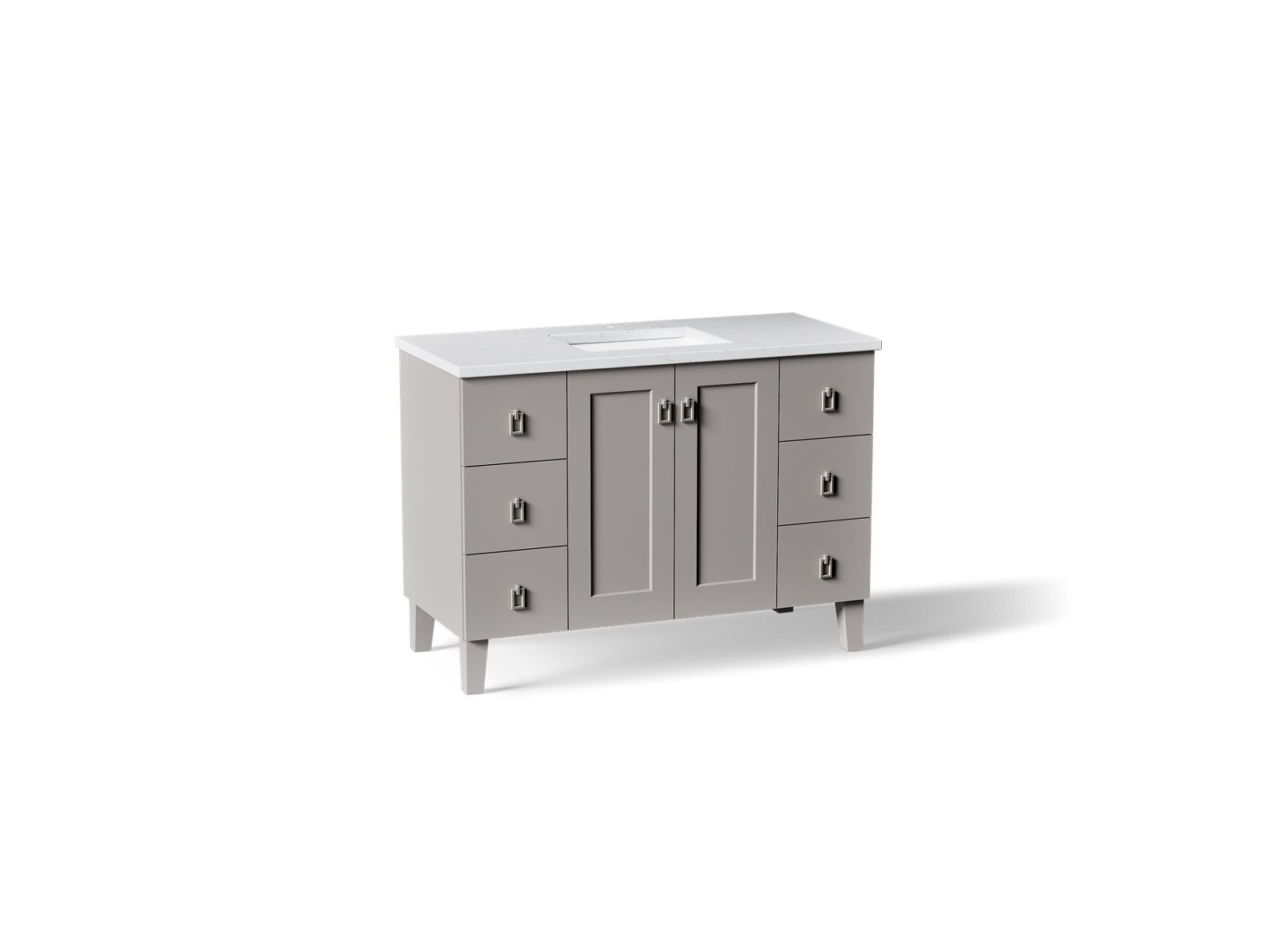 KOHLER K-CM99535-BD1-1WT Poplin 48" Bathroom Vanity Cabinet With Sink And Quartz Top - Mohair Grey