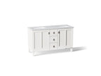 KOHLER K-CM99537-BD1-1WA Poplin 60" Bathroom Vanity Cabinet With Sinks And Quartz Top - Linen White