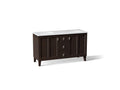 KOHLER K-CM99537-BD1-1WB Poplin 60" Bathroom Vanity Cabinet With Sinks And Quartz Top - Claret Suede