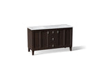 KOHLER K-CM99537-BD1-1WB Poplin 60" Bathroom Vanity Cabinet With Sinks And Quartz Top - Claret Suede