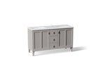 KOHLER K-CM99537-BD1-1WT Poplin 60" Bathroom Vanity Cabinet With Sinks And Quartz Top - Mohair Grey