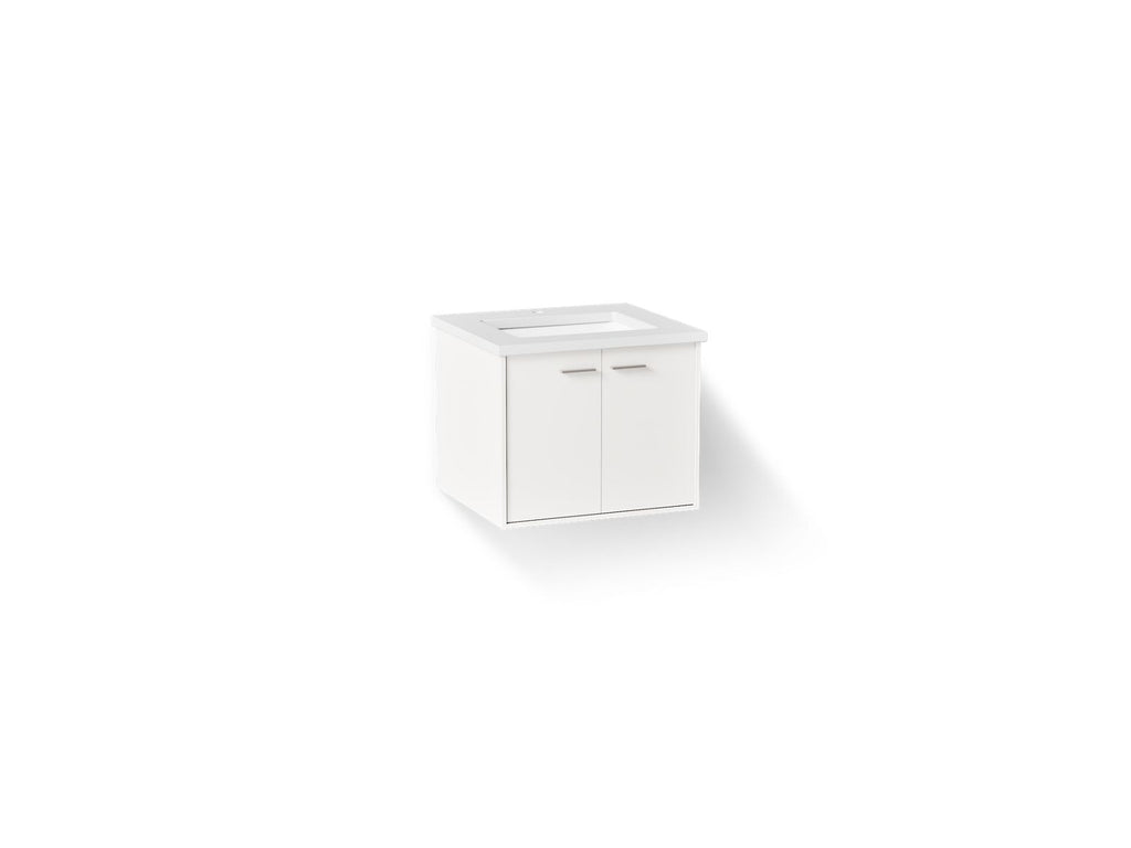 KOHLER K-CM99539-BD1-1WA Jute 24" Wall-Hung Bathroom Vanity Cabinet With Sink And Quartz Top - Linen White