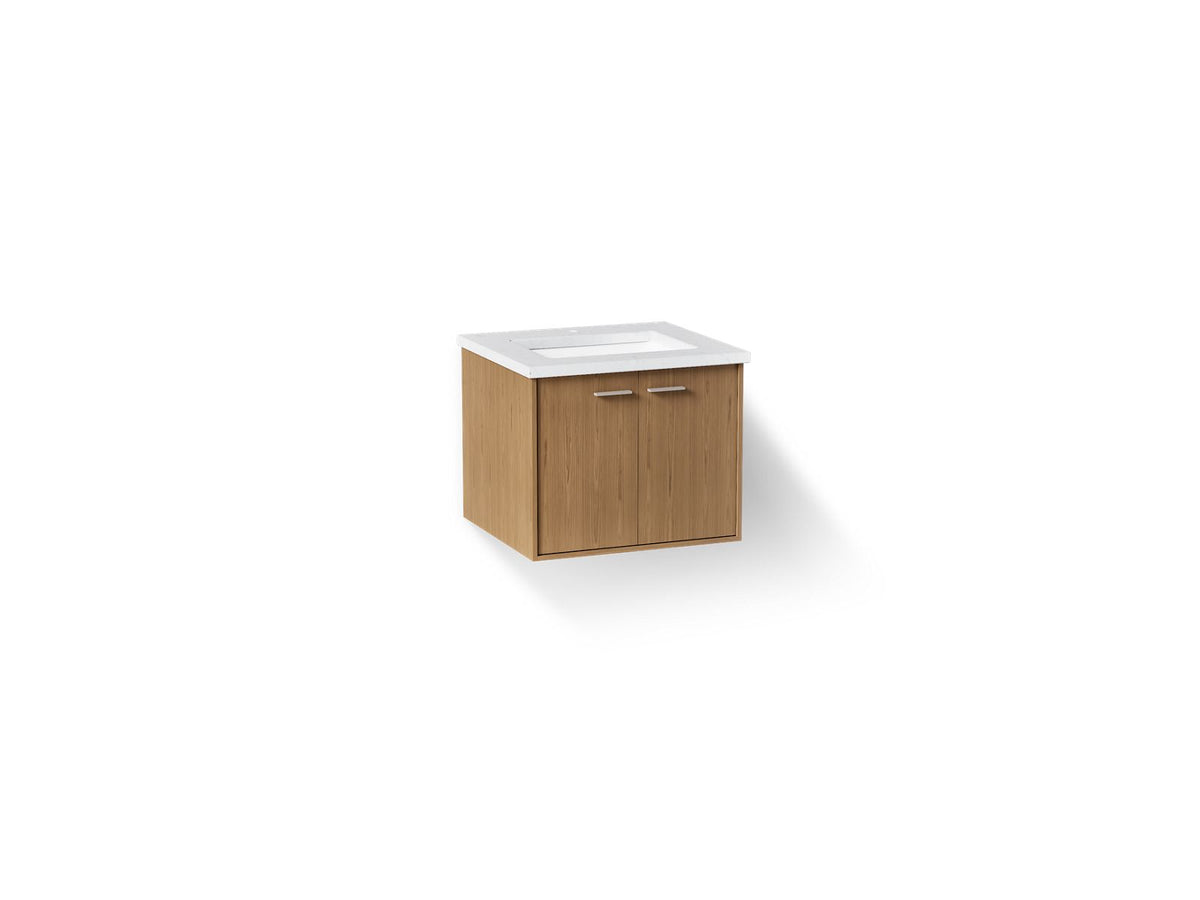 KOHLER K-CM99539-BD1-1WM Jute 24" Wall-Hung Bathroom Vanity Cabinet With Sink And Quartz Top - Walnut Flax
