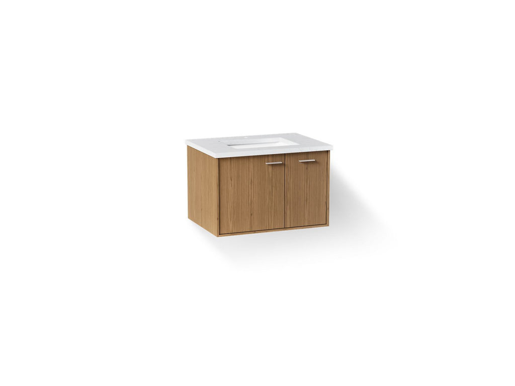 KOHLER K-CM99541-BD1-1WM Jute 31" Wall-Hung Bathroom Vanity Cabinet With Sink And Quartz Top - Walnut Flax