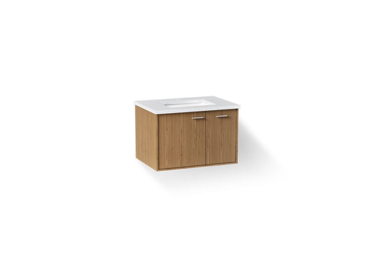 KOHLER K-CM99541-BD1-1WM Jute 31" wall-hung bathroom vanity cabinet with sink and quartz top - Walnut Flax