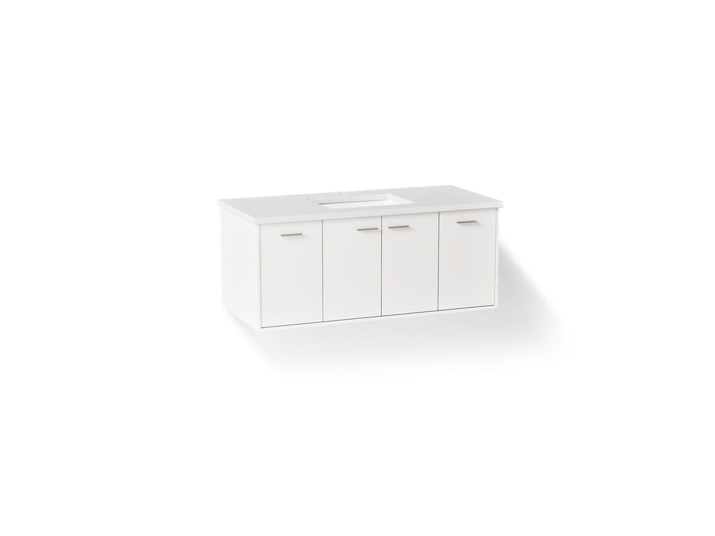 KOHLER K-CM99544-BD1-1WA Jute 48" Wall-Hung Bathroom Vanity Cabinet With Sink And Quartz Top - Linen White