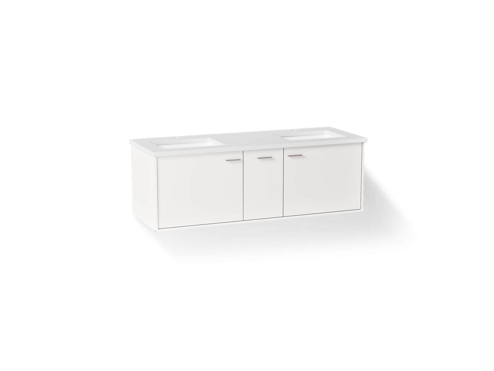 KOHLER K-CM99548-BD1-1WA Jute 60" Wall-Hung Bathroom Vanity Cabinet With Sinks And Quartz Top - Linen White