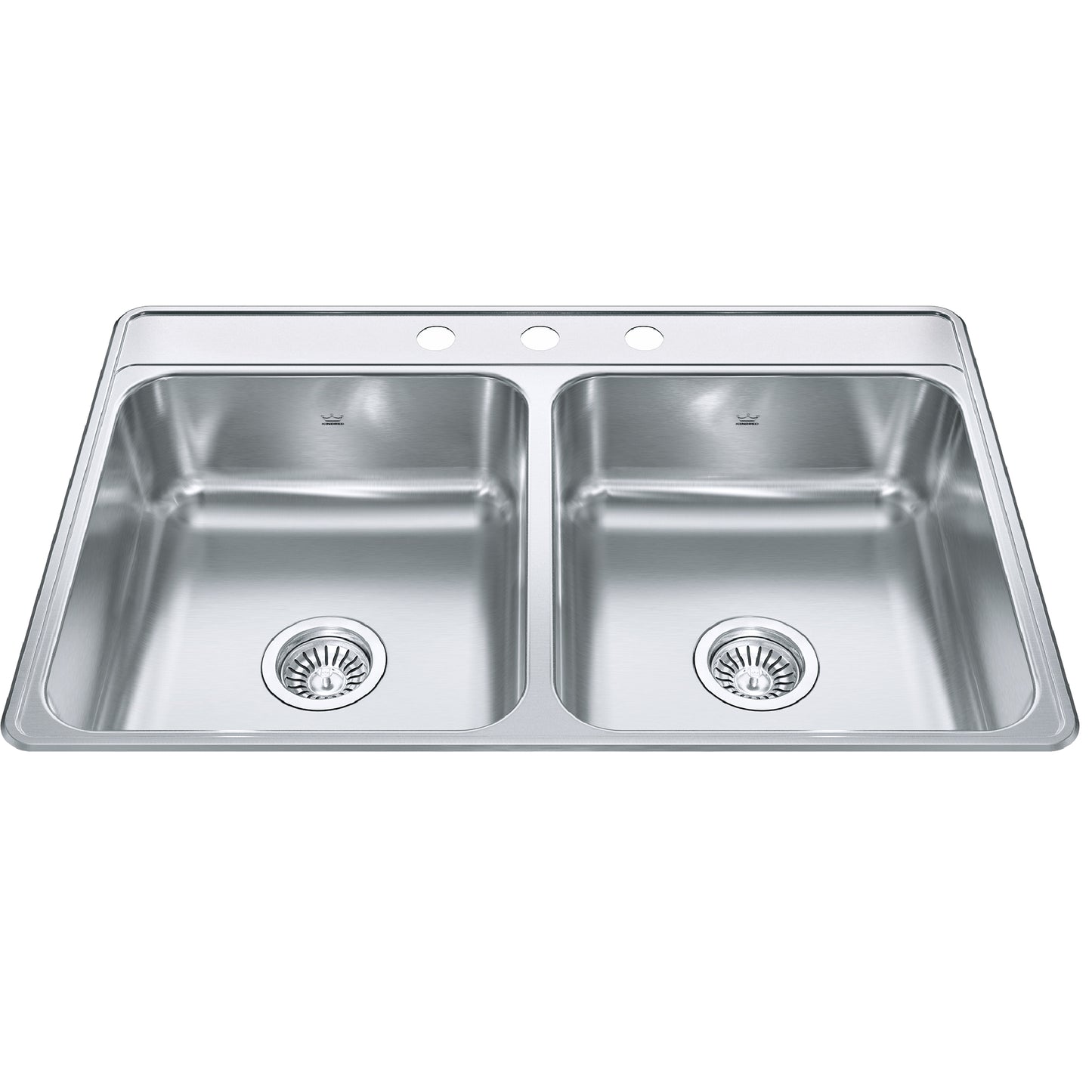 KINDRED CDLA3322-7-3N Creemore 33-in LR x 22-in FB x 7-in DP Drop In Double Bowl 3-Hole Stainless Steel Kitchen Sink In Commercial Satin Finish