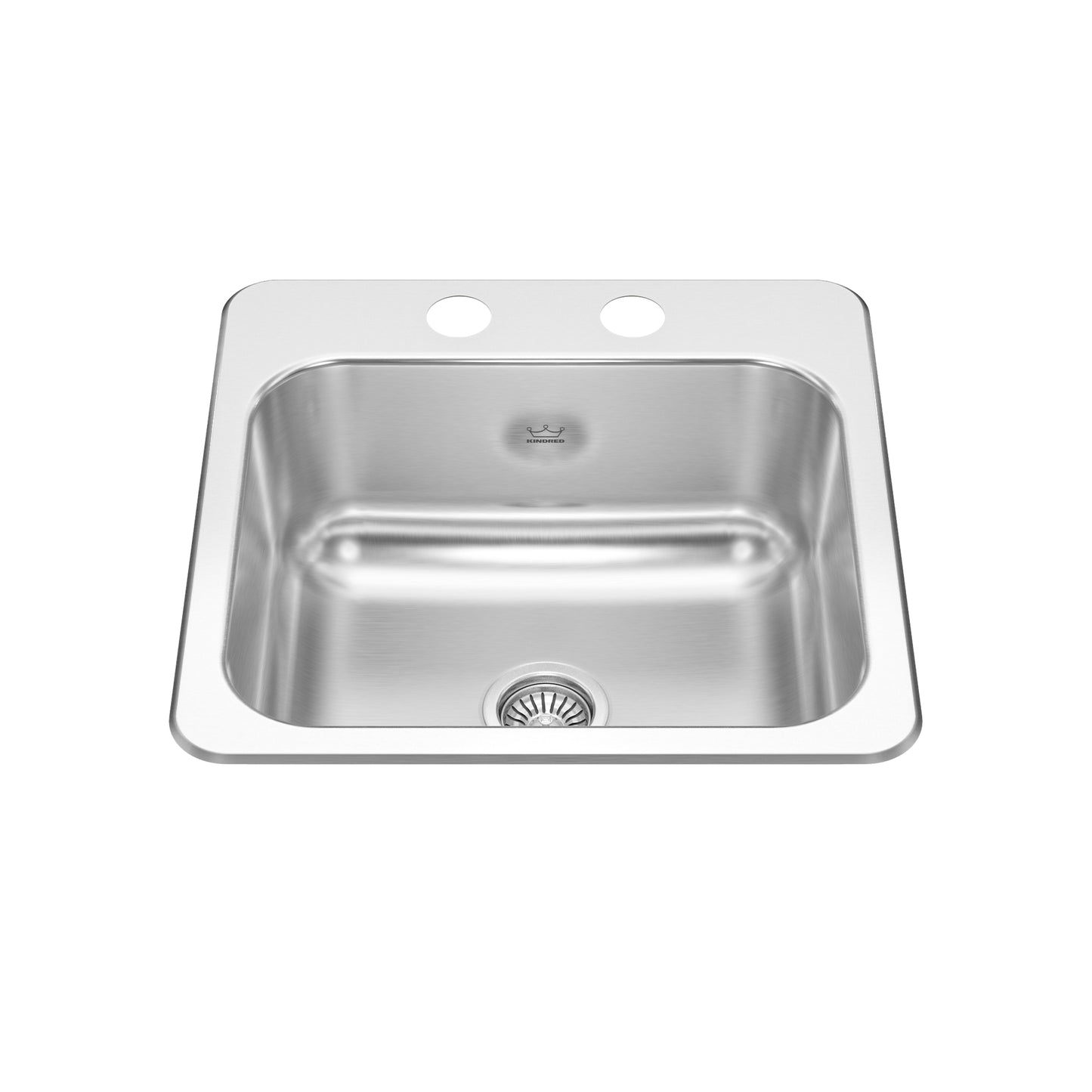 KINDRED CSLA1515-6-2CBN Creemore 15-in LR x 15-in FB x 6-in DP Drop In Single Bowl 2-Hole Stainless Steel Hospitality Sink In Commercial Satin Finish