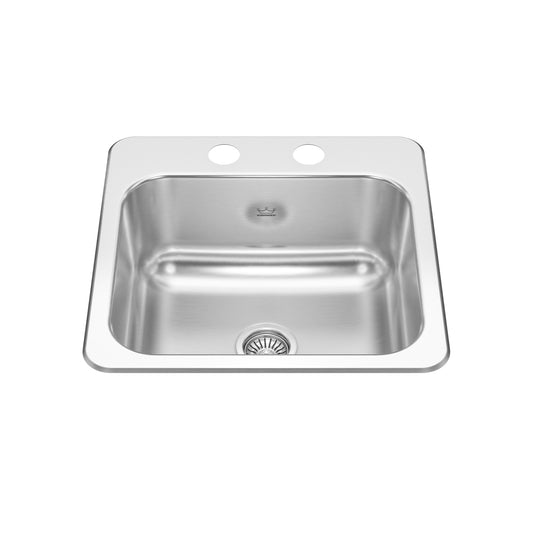 KINDRED CSLA1515-6-2CBN Creemore 15-in LR x 15-in FB x 6-in DP Drop In Single Bowl 2-Hole Stainless Steel Hospitality Sink In Commercial Satin Finish