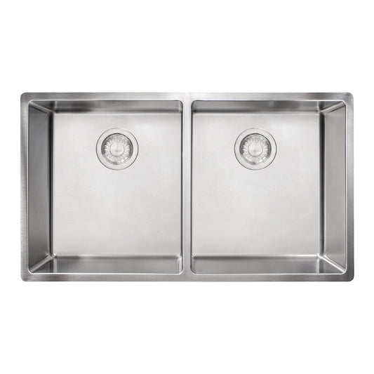 FRANKE CUX120 Cube 31.5-in. x 17.7-in. 18 Gauge Stainless Steel Undermount Double Bowl Kitchen Sink - CUX120 In Pearl