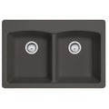 FRANKE EDSL33229-1 Ellipse 33.0-in. x 22.0-in. Granite Dual Mount Double Bowl Kitchen Sink in Slate Grey