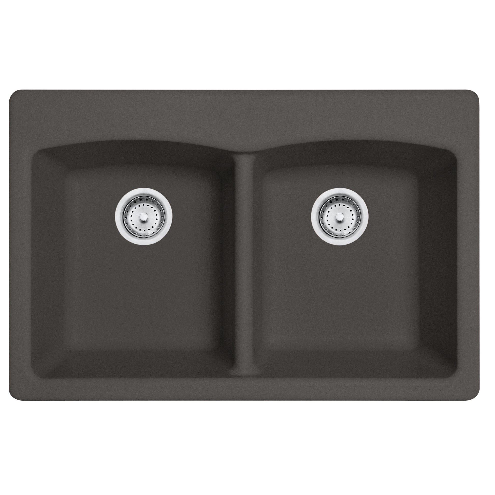 FRANKE EDSL33229-1 Ellipse 33.0-in. x 22.0-in. Granite Dual Mount Double Bowl Kitchen Sink in Slate Grey