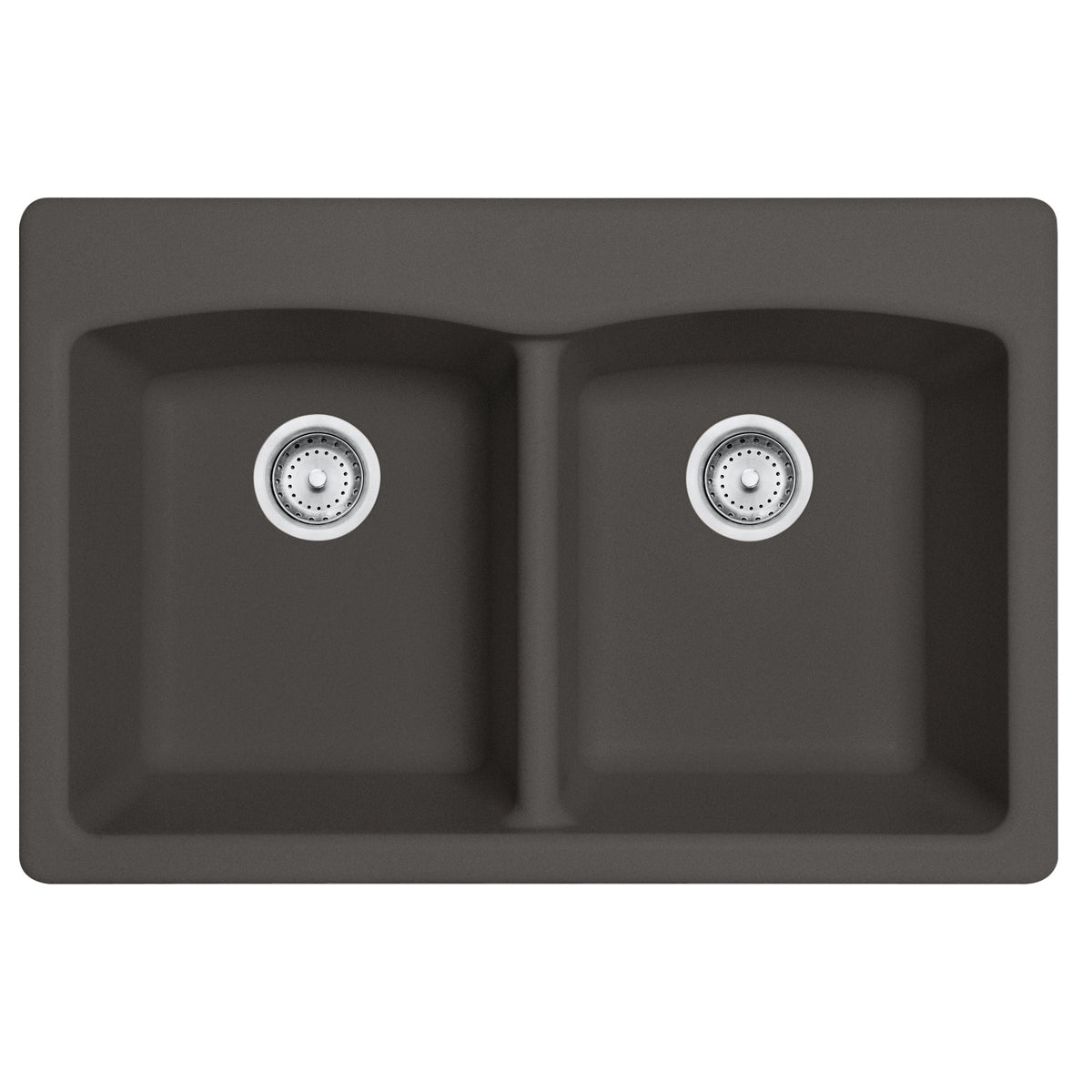 FRANKE EDSL33229-1 Ellipse 33.0-in. x 22.0-in. Granite Dual Mount Double Bowl Kitchen Sink in Slate Grey