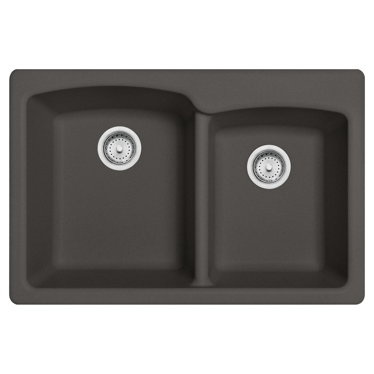 FRANKE EOSL33229-1 Ellipse 33.0-in. x 22.0-in. Granite Dual Mount Double Bowl Kitchen Sink in Slate Grey